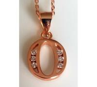 Faith Rose Gold Sterling Silver Sterling Silver Rose Gold Initial O Pendant 11mm x 10mm with Diamond Cut 18" Chain