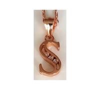 Faith Rose Gold Sterling Silver Sterling Silver Rose Gold Initial S Pendant 11mm x 6mm with Diamond Cut 18" Chain