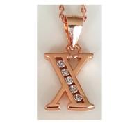 Faith Rose Gold Sterling Silver Sterling Silver Rose Gold Initial X Pendant 11mm x 9mm with Diamond Cut 18" Chain