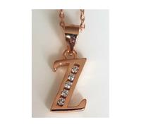 Faith Rose Gold Sterling Silver Sterling Silver Rose Gold Initial Z Pendant 11mm x 8mm with Diamond Cut 18" Chain