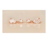 Faith Rose Gold Sterling Silver Sterling Silver Rose Gold Round Claw Set Stud with Claw Set Pear CZ 14 x 5mm Drop Earrings