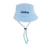 Faith & Sarah Kids Personalised Baby Sun Hat - Boy Girl Unisex - Customised Baby Bucket Hat with Name Blue 3-6 Months