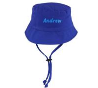 Faith & Sarah Kids Personalised Baby Sun Hat - Boy Girl Unisex - Customised Baby Bucket Hat with Name Hat Royal Blue 0-3 Months