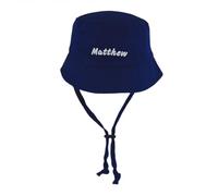 Faith & Sarah Kids Personalised Baby Sun Hat - Boy Girl Unisex - Customised Baby Bucket Hat with Name Navy Blue 3-6 Months