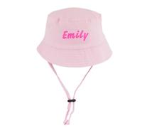 Faith & Sarah Kids Personalised Baby Sun Hat - Boy Girl Unisex - Customised Baby Bucket Hat with Name Pink 0-3 Months