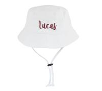 Faith & Sarah Kids Personalised Baby Sun Hat - Boy Girl Unisex - Customised Baby Bucket Hat with Name White 12-18 Months