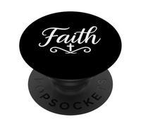 Faith Script Cross Scroll Christian Inspirational Design PopSockets Adhesive PopGrip