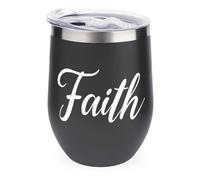 Faith Stainless Steel Wine Tumblers Insulated Coffee Mug with Lid Reusable Cute Drinking Bottle