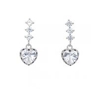 Faith Sterling Silver 3 CZ Drop with Large Heart Drop Earrings 2 x 0.7cm