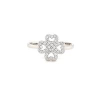 Faith Sterling Silver CZ Open 4 Heart Clover Ring