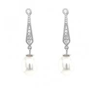 Faith Sterling Silver CZ Ornate Drop with Pearl Drop Earrings 1 x 3cm