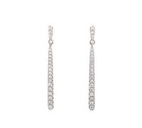 Faith Sterling Silver Graduated CZ Bar Drop Earrings 3.3 x 3cm