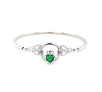 Faith Sterling Silver Green CZ Claddagh Bangle 4 x 1.4cm, 6 x 5.2cm