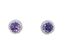 Faith Sterling Silver June Birthstone CZ Halo Stud Earrings 0.7 x 0.7cm