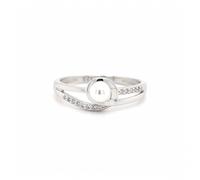 Faith Sterling Silver Pearl Solitaire with Part Plain Part CZ Twist Surround Ring