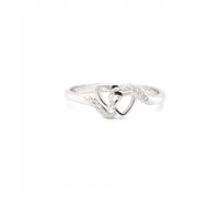 Faith Sterling Silver Plain Double Entwined Heart with CZ Twist Ring