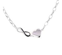 Faith Sterling Silver Plain Infinity & Heart Belcher Link Necklace 1.7 x 0.5cm, 1 x 1cm, 16-18"