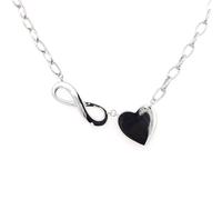 Faith Sterling Silver Plain Large Infinity & Heart Belcher Link Necklace 2.2 x 0.7cm, 1.4 x 1.3cm, 16-18"