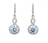 Faith Sterling Silver Round CZ with Halo & Twist Drop Earrings 2.7 x 1cm