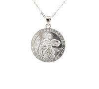 Faith Sterling Silver St Christopher Necklace 2.4 x 2.4cm, 16-18"