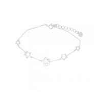 Faith Sterling Silver Sterling Silver 5 Graduating Plain Open Stars in Belcher Link Bracelet 17+3cm