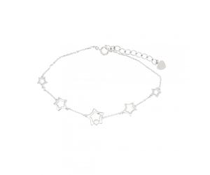 Faith Sterling Silver Sterling Silver 5 Graduating Plain Open Stars in Belcher Link Bracelet 17+3cm