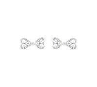 Faith Sterling Silver Sterling Silver Beaded Edge CZ Bow Stud Earrings 4x8mm