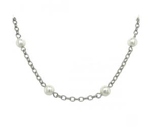 Faith Sterling Silver Sterling Silver Belcher Link with Pearls Necklace 41+3.5cm