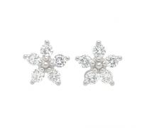 Faith Sterling Silver Sterling Silver Claw Set 5 Petal Flower 11x11mm Stud Earrings