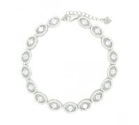Faith Sterling Silver Sterling Silver Claw Set Round CZ Centre with Floating Pave Round CZ Halo Bracelet 17.5+4cm
