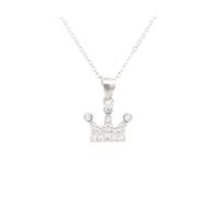 Faith Sterling Silver Sterling Silver CZ 3 Rubover Stone Points Crown Necklace 8x11mm, 16-18"