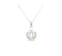 Faith Sterling Silver Sterling Silver CZ 4 Open Strand Crown Necklace 14x12mm, 16-18"