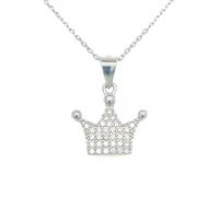 Faith Sterling Silver Sterling Silver CZ Claw Set Three Point Crown Necklace 12x14mm, 16-18"