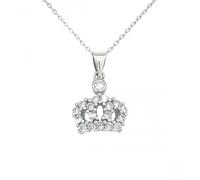Faith Sterling Silver Sterling Silver CZ Crown Claw Set Necklace 13x12mm, 16-18"