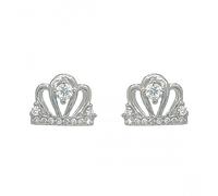 Faith Sterling Silver Sterling Silver CZ Crown Claw Set Stud Earrings 8x10mm