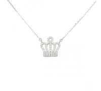 Faith Sterling Silver Sterling Silver CZ Crown Outline on Fine Extendable Necklace 40cm + 3.5cm
