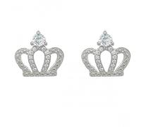 Faith Sterling Silver Sterling Silver CZ Crown Stud Earrings 11x12mm