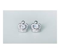 Faith Sterling Silver Sterling Silver CZ Crown with Single Centre Stone Stud Earrings 9x9mm