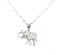 Faith Sterling Silver Sterling Silver CZ Elephant Necklace 11x16mm, 16-18"