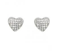 Faith Sterling Silver Sterling Silver CZ Full Heart Stud Earrings 8x8mm