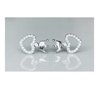 Faith Sterling Silver Sterling Silver CZ Heart Outline with Plain Crown Top Stud Earrings 13x8mm