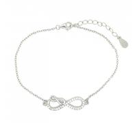 Faith Sterling Silver Sterling Silver CZ Infinity with Smaller Plain Infinity on Fine Extendable Bracelet 16+4cm
