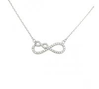 Faith Sterling Silver Sterling Silver CZ Infinity with Smaller Plain Infinity on Fine Extendable Necklace 41cm + 3cm