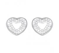 Faith Sterling Silver Sterling Silver CZ Open Centre Heart Rubover Stud Earrings 10x12mm