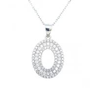 Faith Sterling Silver Sterling Silver CZ Open Centre Triple CZ Halo Necklace 17x14mm, 16-18"