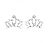 Faith Sterling Silver Sterling Silver CZ Open Crown Stud Earrings 11x15mm