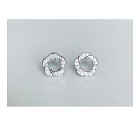 Faith Sterling Silver Sterling Silver CZ Open Flower Twist Stud Earrings 8x8mm