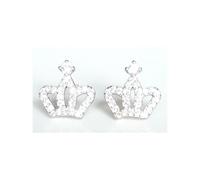 Faith Sterling Silver Sterling Silver CZ Open Triple Strand Crown with Single Top CZ 10mm x 10mm Stud Earrings