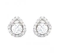 Faith Sterling Silver Sterling Silver CZ Round Centre with Floating Pear Halo Stud Earrings 9x7mm