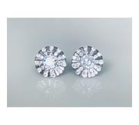 Faith Sterling Silver Sterling Silver CZ Round Centre with Sectioned Double Halo Stud Earrings 9x9mm
